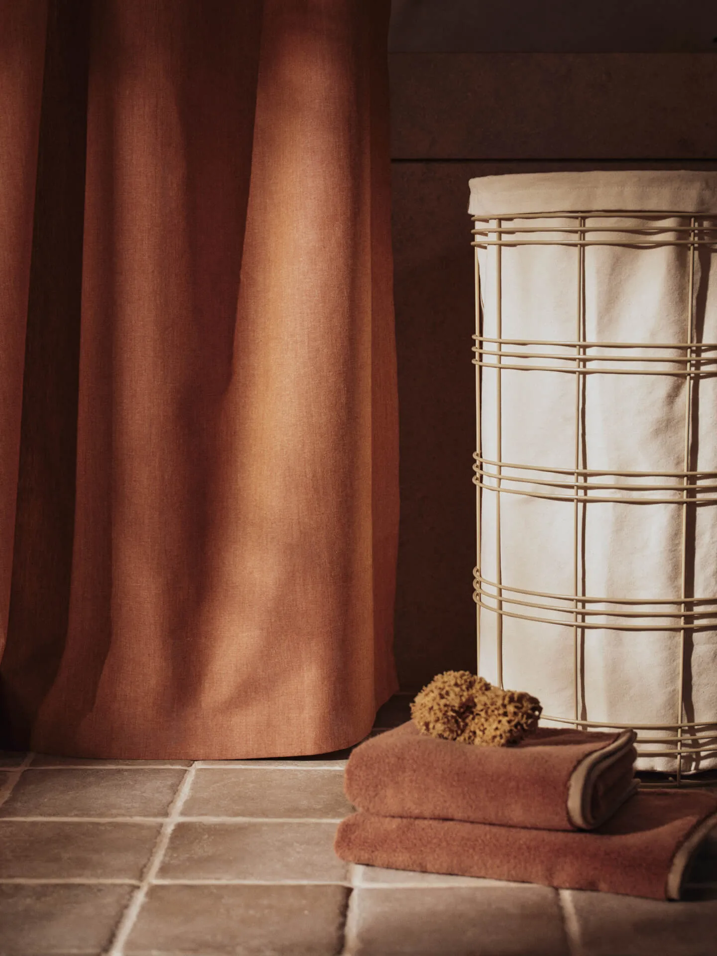 Rideau de douche Chambray, Brown clay Ferm Living