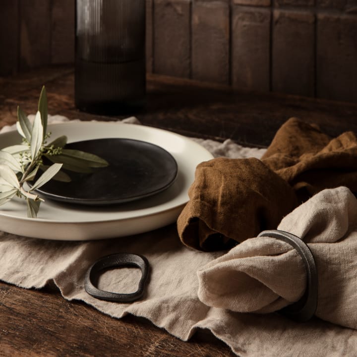 Rond de serviette Flow Lot de 4, Noir Laiton Ferm Living
