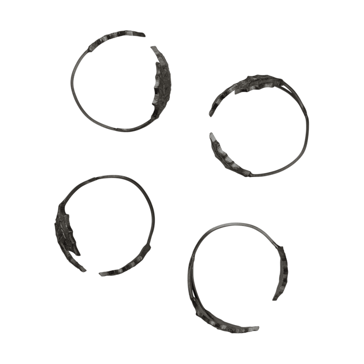 Rond de serviette Holly leaf Ø5,3 cm, 4 pièces - Black Brass - Ferm Living
