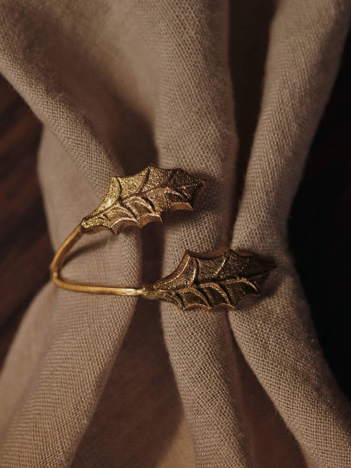 Rond de serviette Holly leaf Ø5,3 cm, 4 pièces, Brass Ferm Living