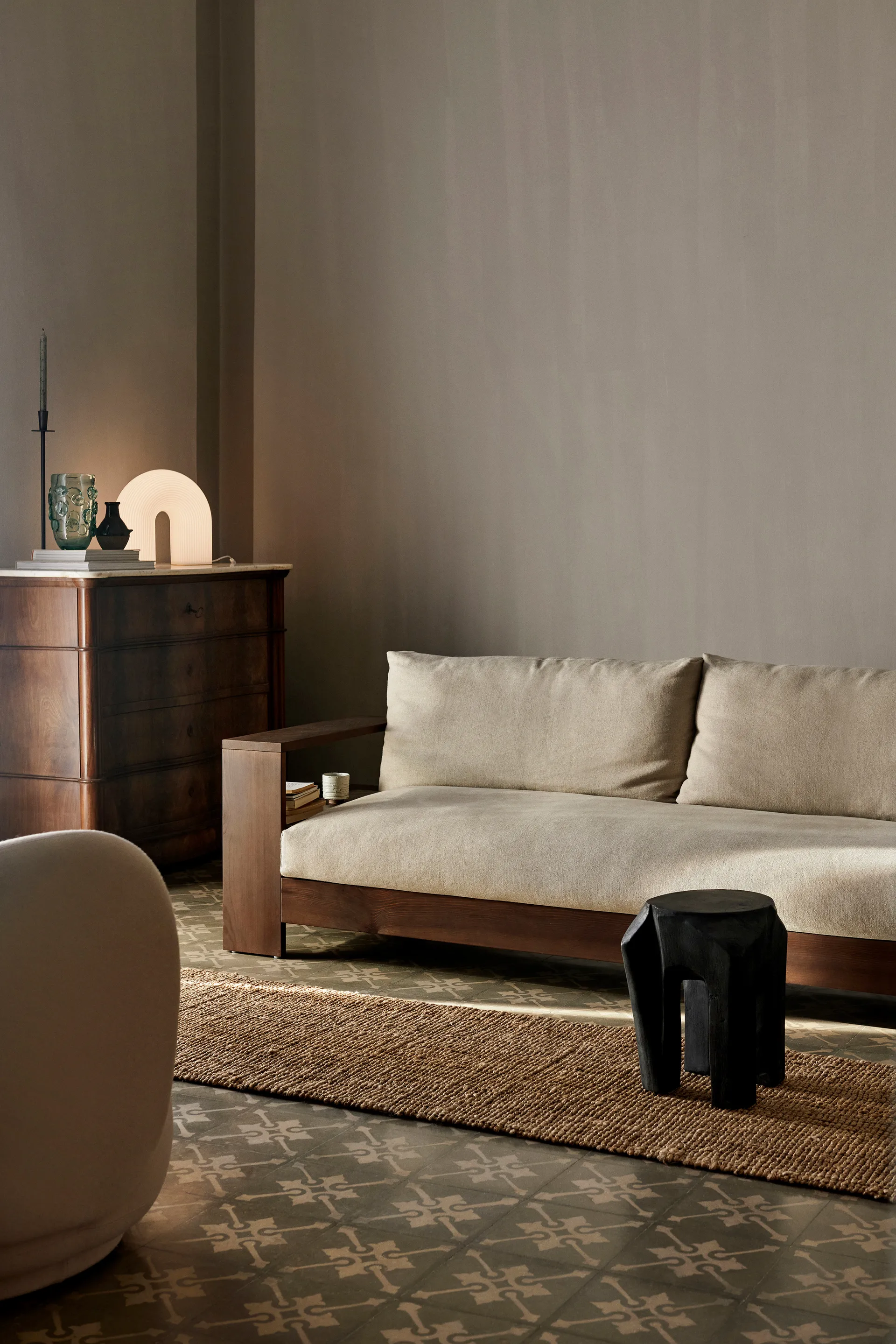 Root tabouret rond Ø30x40 cm, Black stained Ferm Living