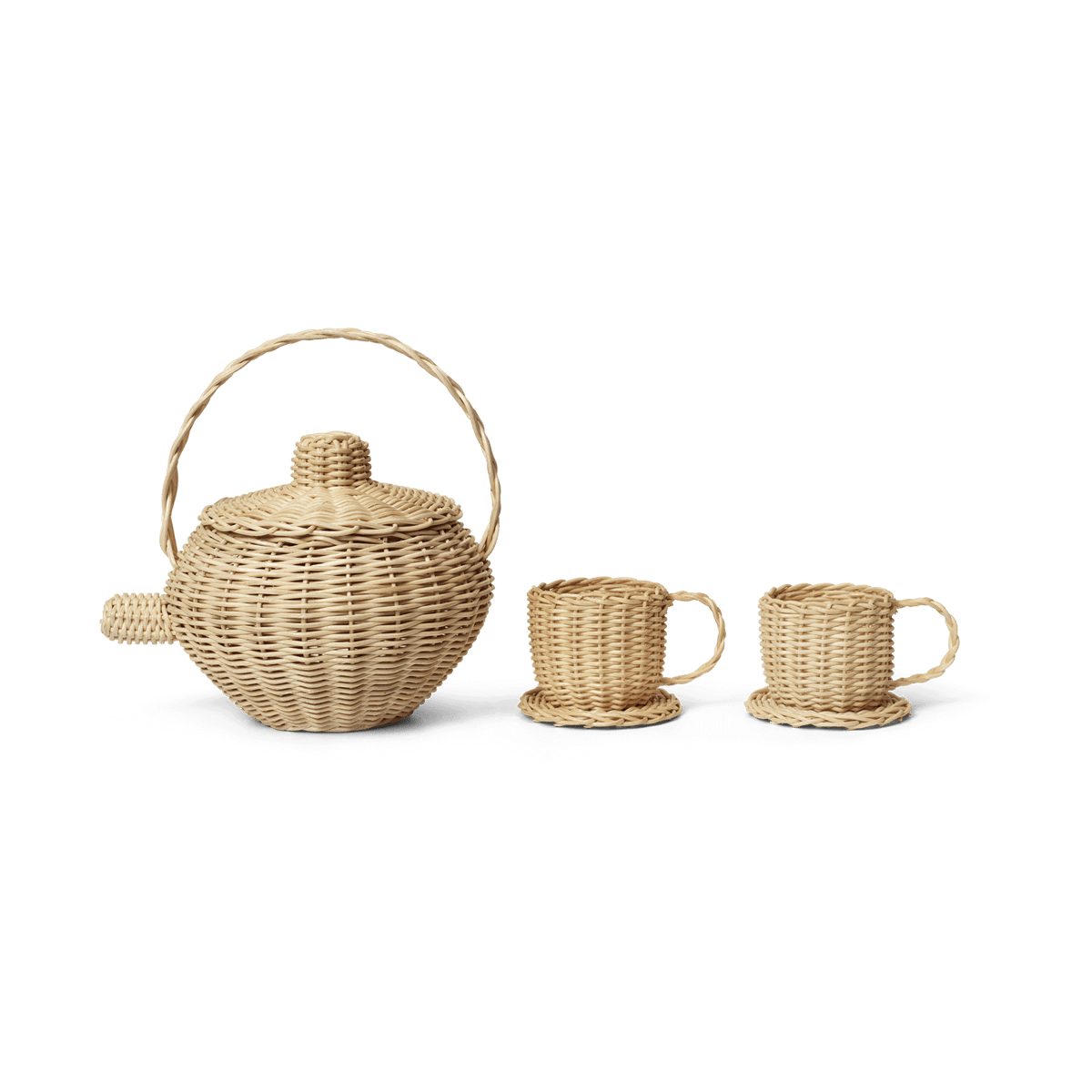 ferm living service à thé rattan 3 pièces natural