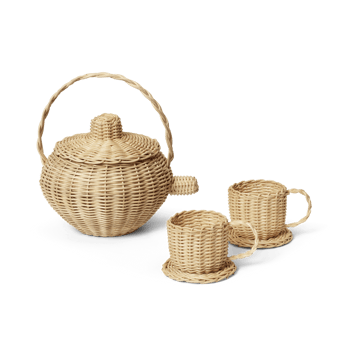 Service à thé Rattan 3 pièces - Natural - Ferm Living