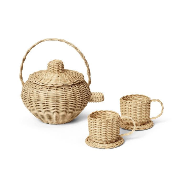 Service à thé Rattan 3 pièces, Natural Ferm Living