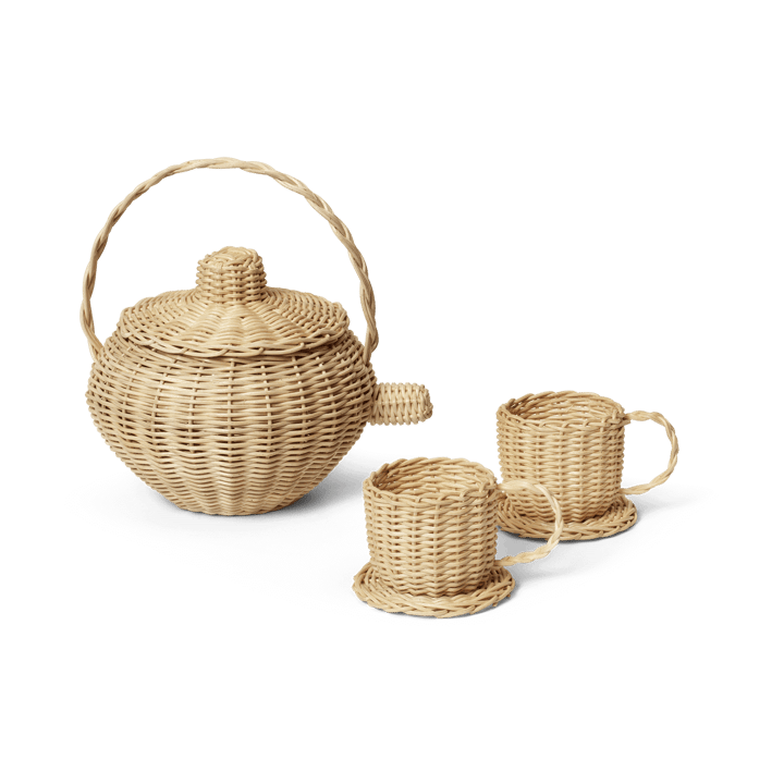 Service à thé Rattan 3 pièces - Natural - ferm LIVING