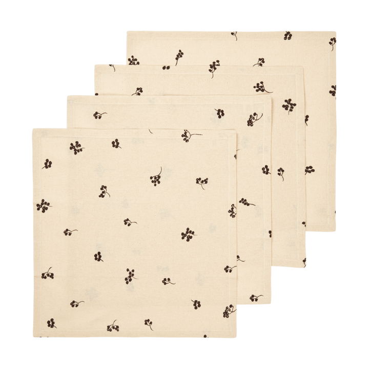 Serviette en coton Baies 40x40 cm, 4 pièces - Natural-dark chocolate - Ferm Living