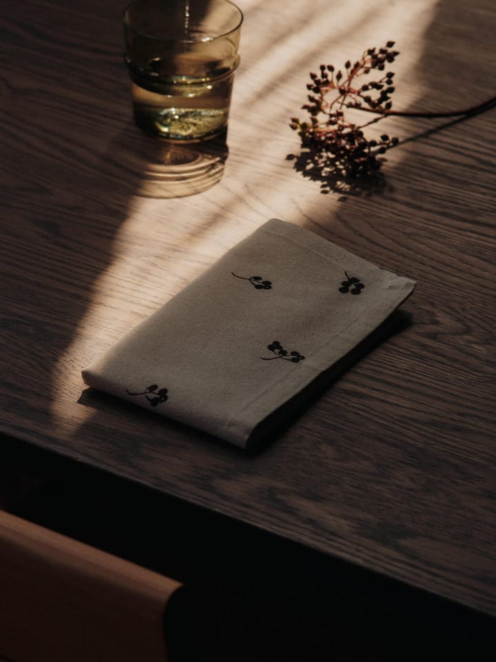 Serviette en coton Baies 40x40 cm, 4 pièces, Natural-dark chocolate Ferm Living