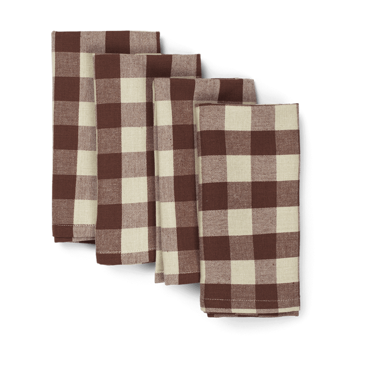 Serviette en coton Bothy Check 40x40 cm Lot de 4 - Cinnamon-grey green - ferm LIVING