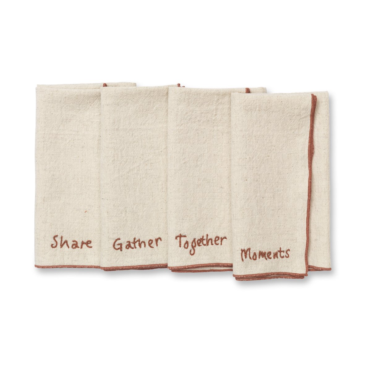 ferm LIVING Serviettes Occasions, 4 pièces Naturel | Design Scandinave | Serviettes en lin & en coton | Beige