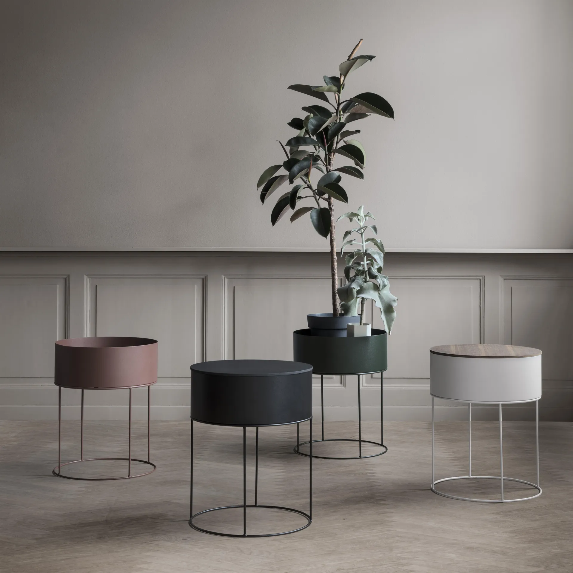Support Ferm Living Plant Box rond, gris clair Ferm Living