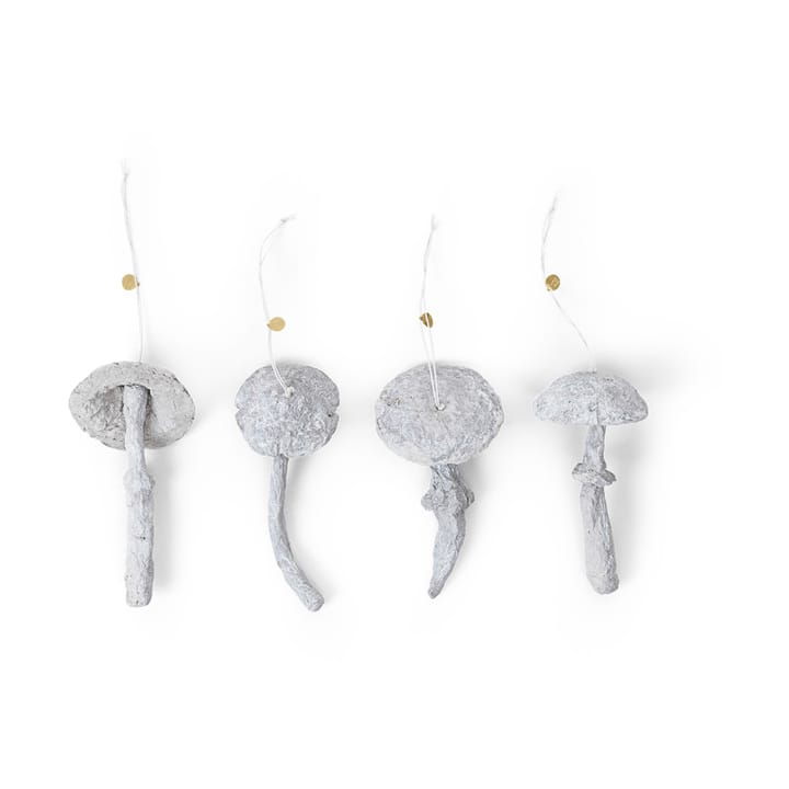 Suspensions pour sapin de Noël Mushroom ornament lot de 4 - Faded white - Ferm LIVING