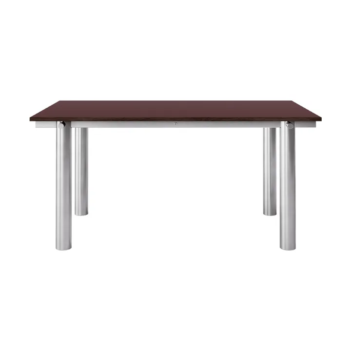 Table à manger Atura - Acier inoxydable brossé-bordeaux, 90x160 cm - Ferm Living