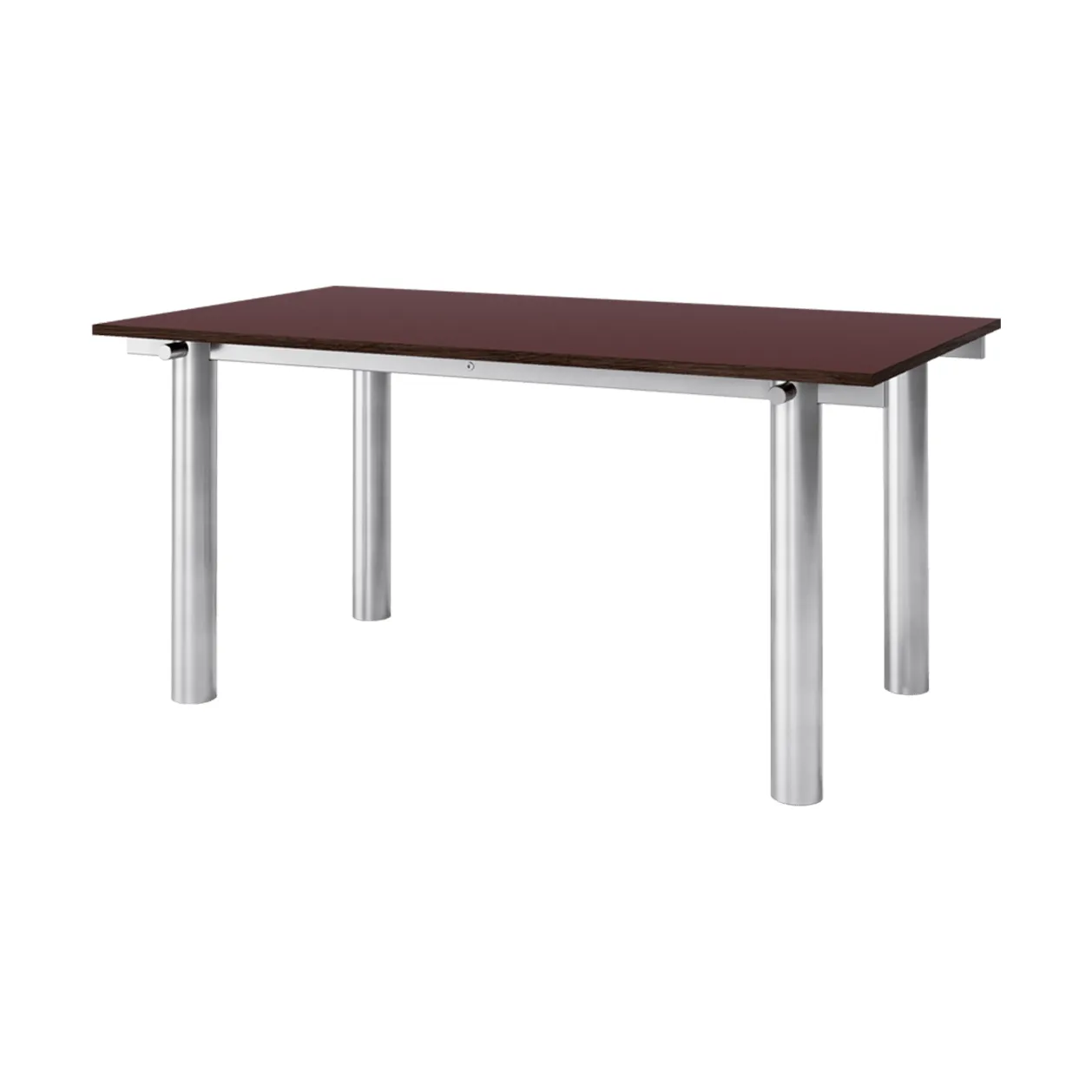 Table à manger Atura, Acier inoxydable brossé-bordeaux, 90x160 cm Ferm Living