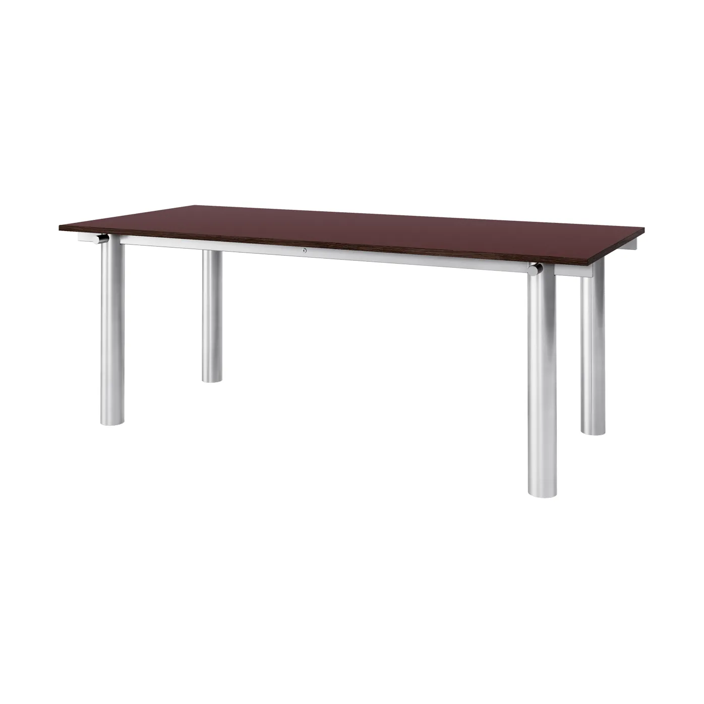 Table à manger Atura, Acier inoxydable brossé-bordeaux, 90x200 cm Ferm Living