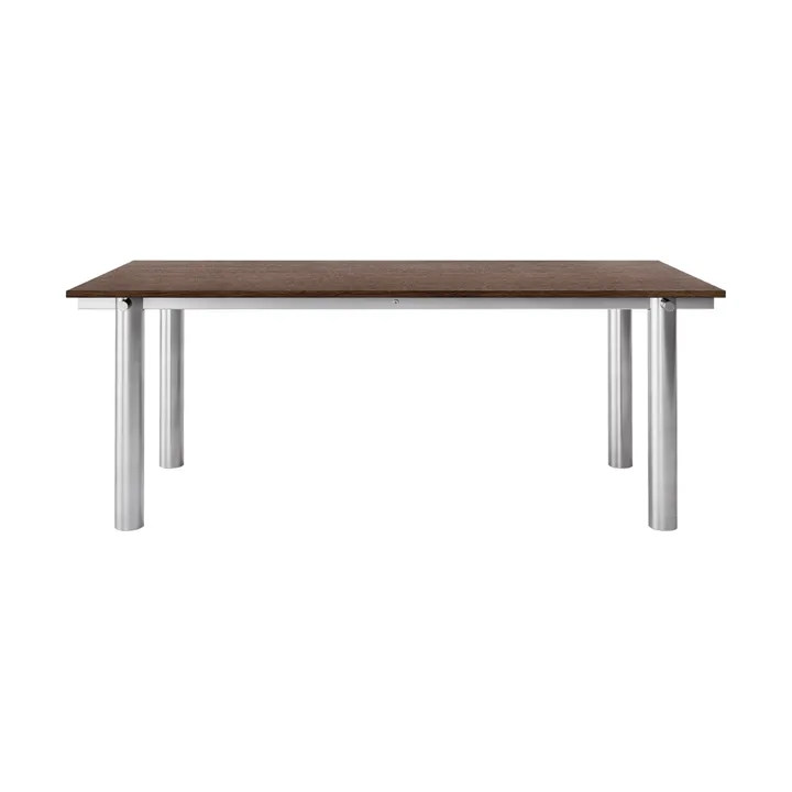 Table à manger Atura - Acier inoxydable brossé-chêne foncé, 90x200 cm - Ferm Living
