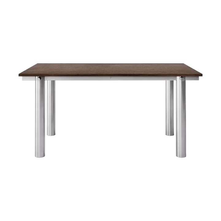 Table à manger Atura - Acier inoxydable brossé-chêne foncé teinté, 90x160 cm - Ferm Living