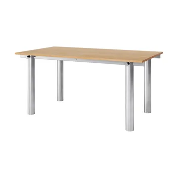 Table à manger Atura - Acier inoxydable brossé-chêne naturel, 90x160 cm - Ferm Living