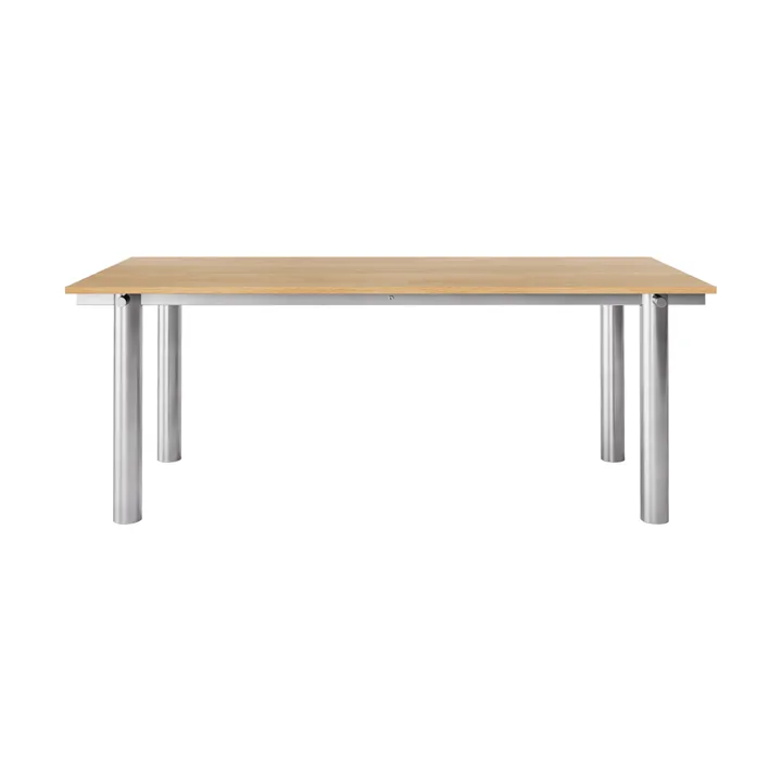 Table à manger Atura - Acier inoxydable brossé-chêne naturel, 90x200 cm - Ferm Living