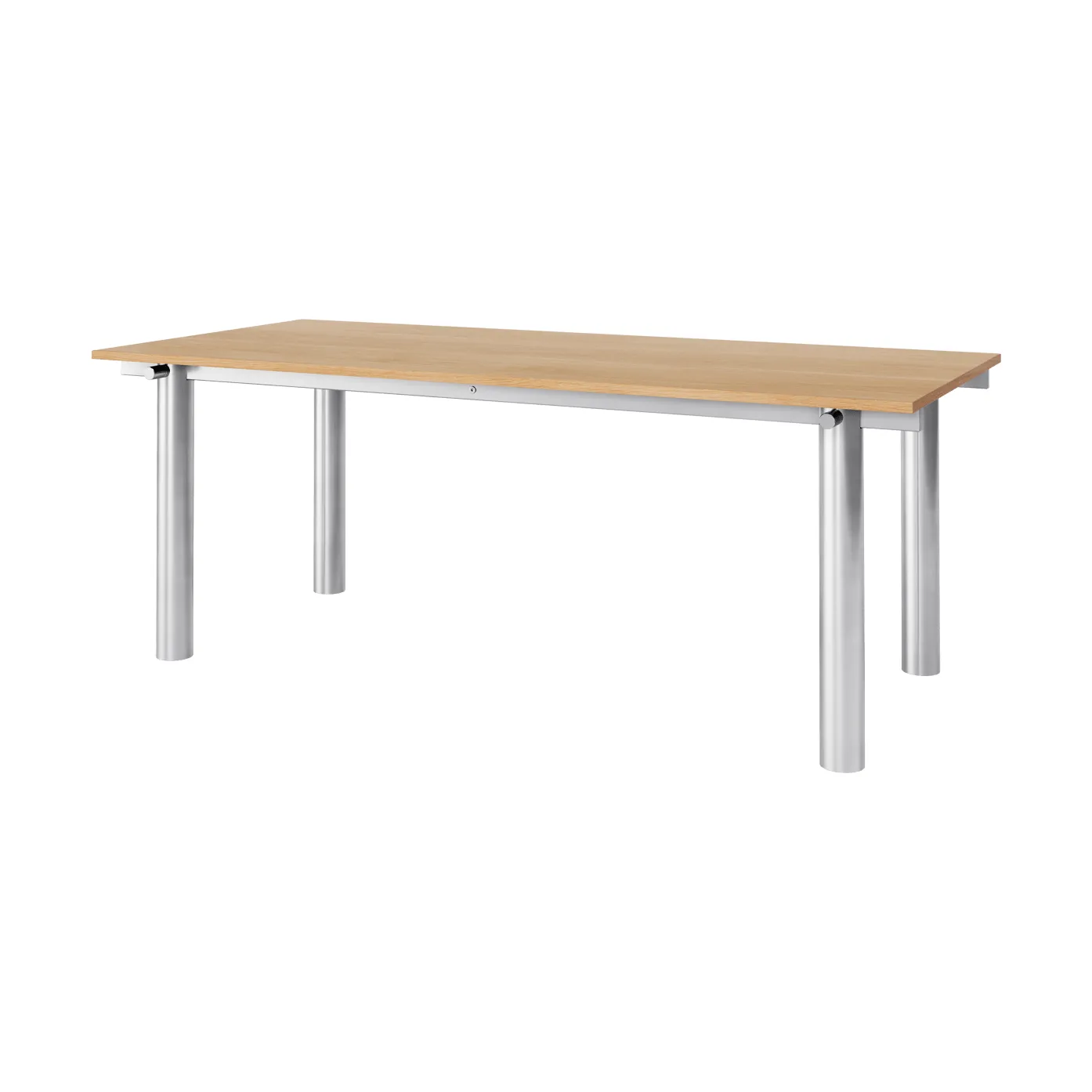 Table à manger Atura, Acier inoxydable brossé-chêne naturel, 90x200 cm Ferm Living