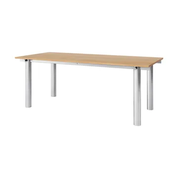Table à manger Atura - Acier inoxydable brossé-chêne naturel, 90x200 cm - Ferm Living