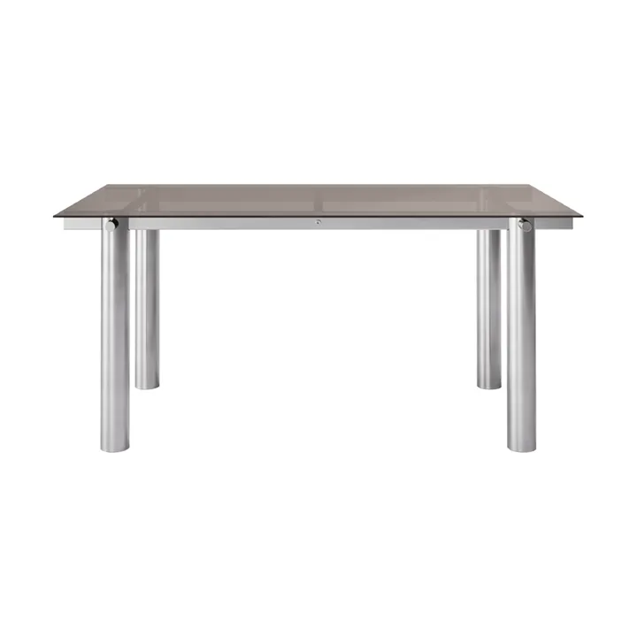 Table à manger Atura - Acier inoxydable brossé-verre teinté foncé, 90x160 cm - Ferm Living