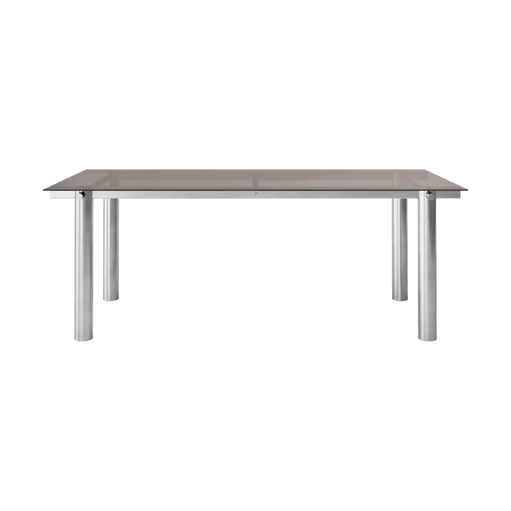 Table à manger Atura, Acier inoxydable brossé/verre teinté foncé, 90x200 cm Ferm Living