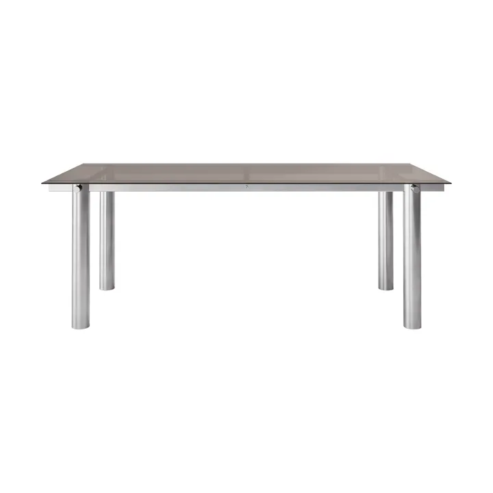 Table à manger Atura - Acier inoxydable brossé/verre teinté foncé, 90x200 cm - Ferm Living