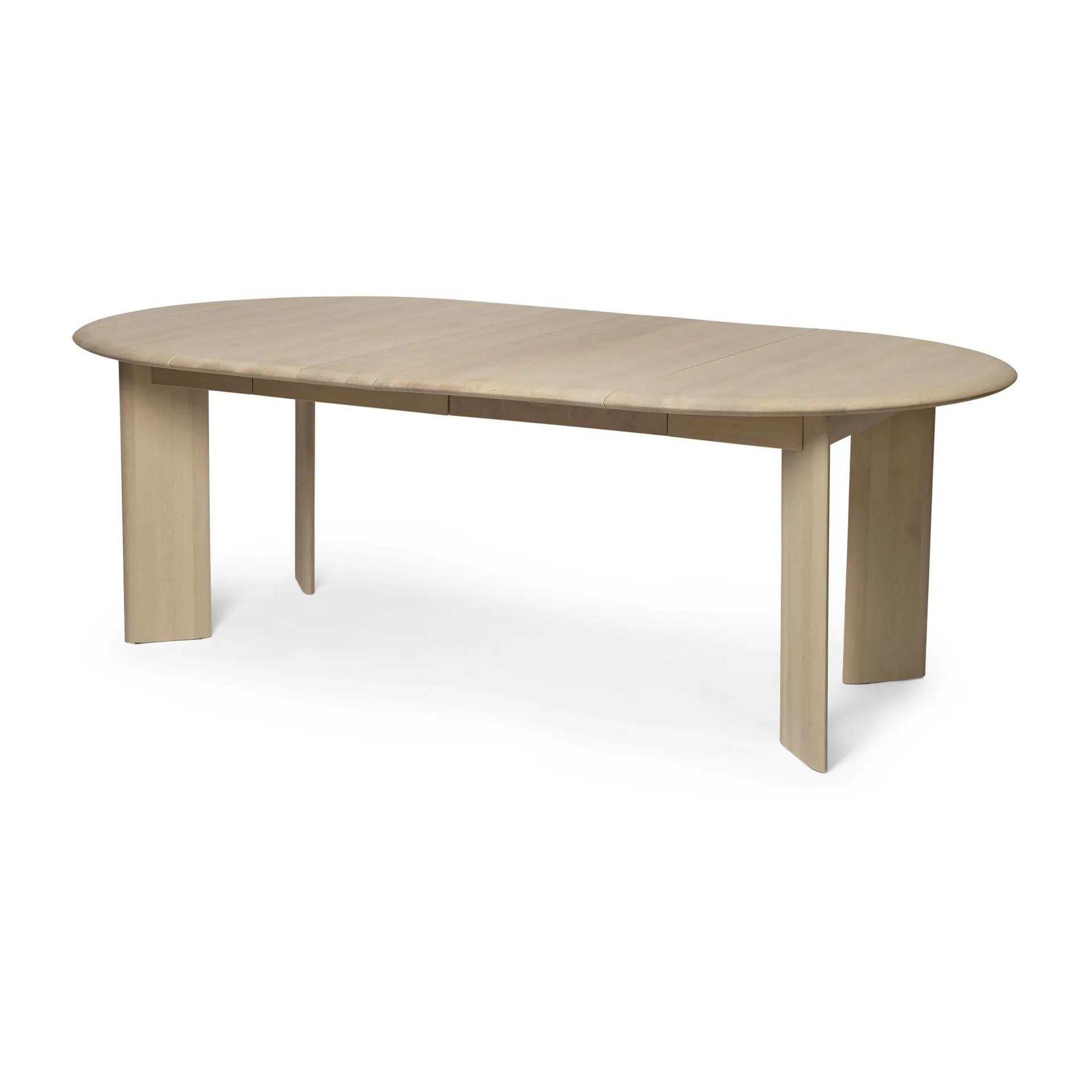 Table à manger Bevel Extendable, Hêtre blanchi à l’huile, inclut 2 rallonges Ferm Living