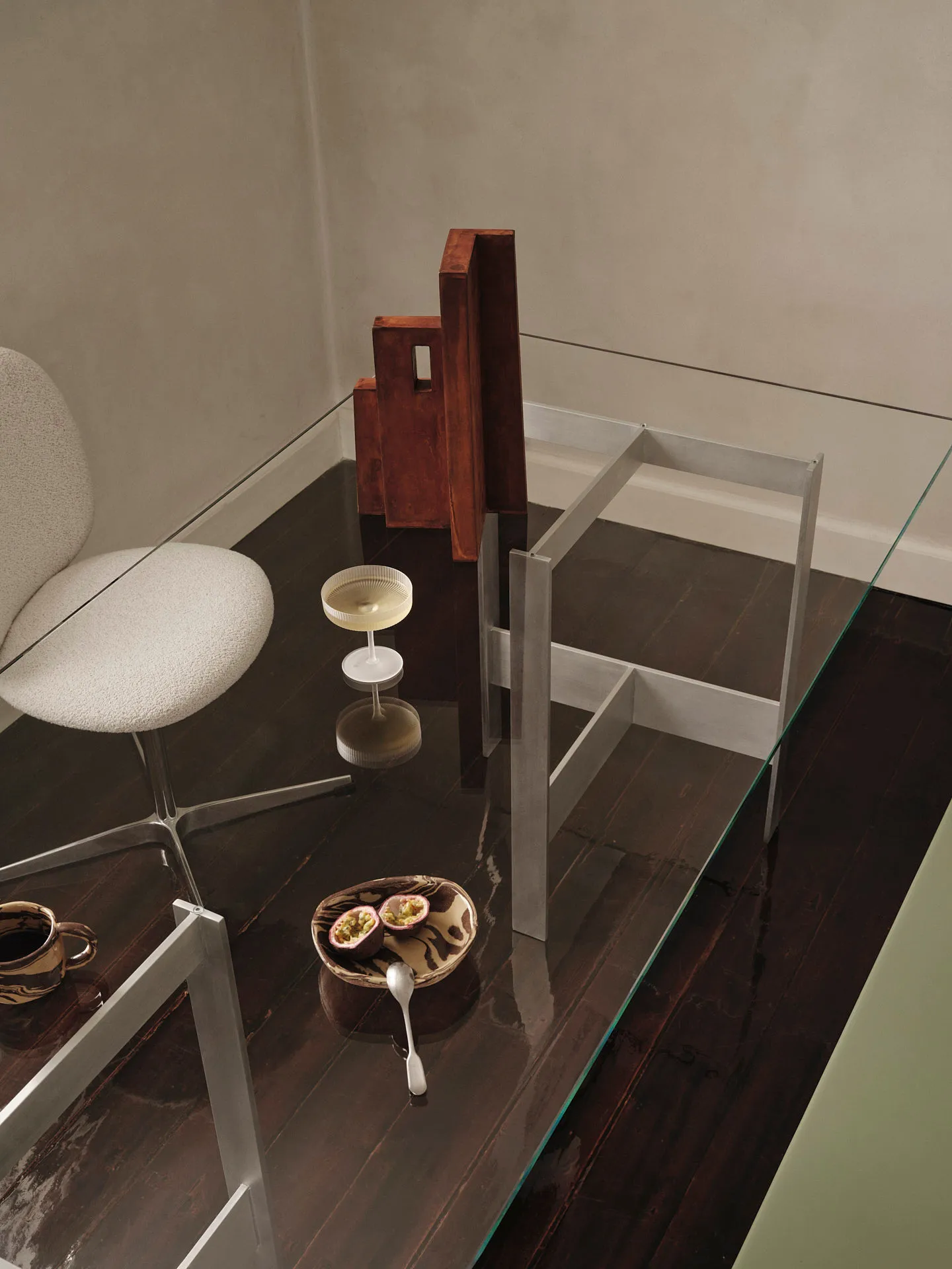 Table à manger Lager 90x200 cm, Glass-aluminium Ferm Living