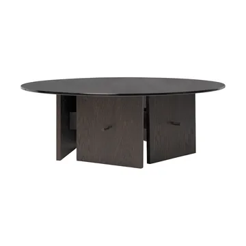 Table basse Aukko - Chêne teinté foncé, verre, Ø90×32 cm - Ferm Living