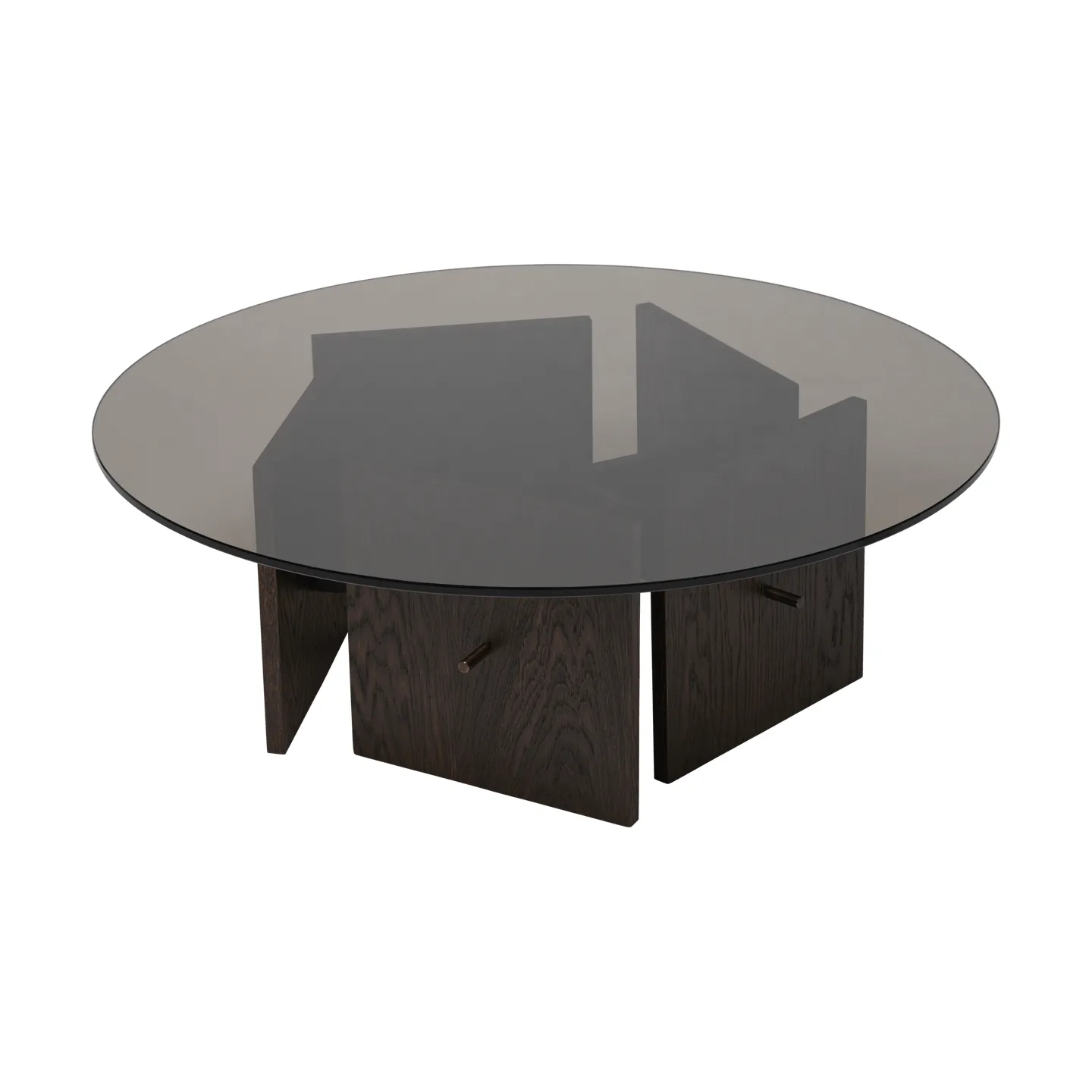 Table basse Aukko, Chêne teinté foncé, verre, Ø90×32 cm Ferm Living