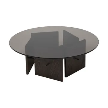 Table basse Aukko - Chêne teinté foncé, verre, Ø90×32 cm - Ferm Living