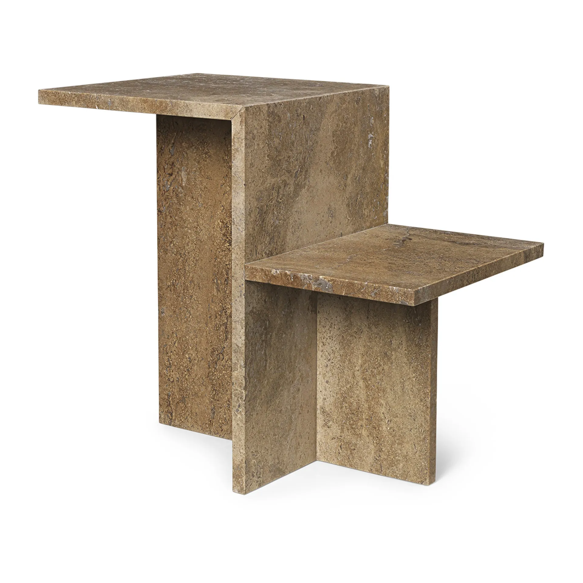 Table d'appoint Distinct 59,5x35x50 cm, Dark Brown Travertine
 Ferm Living