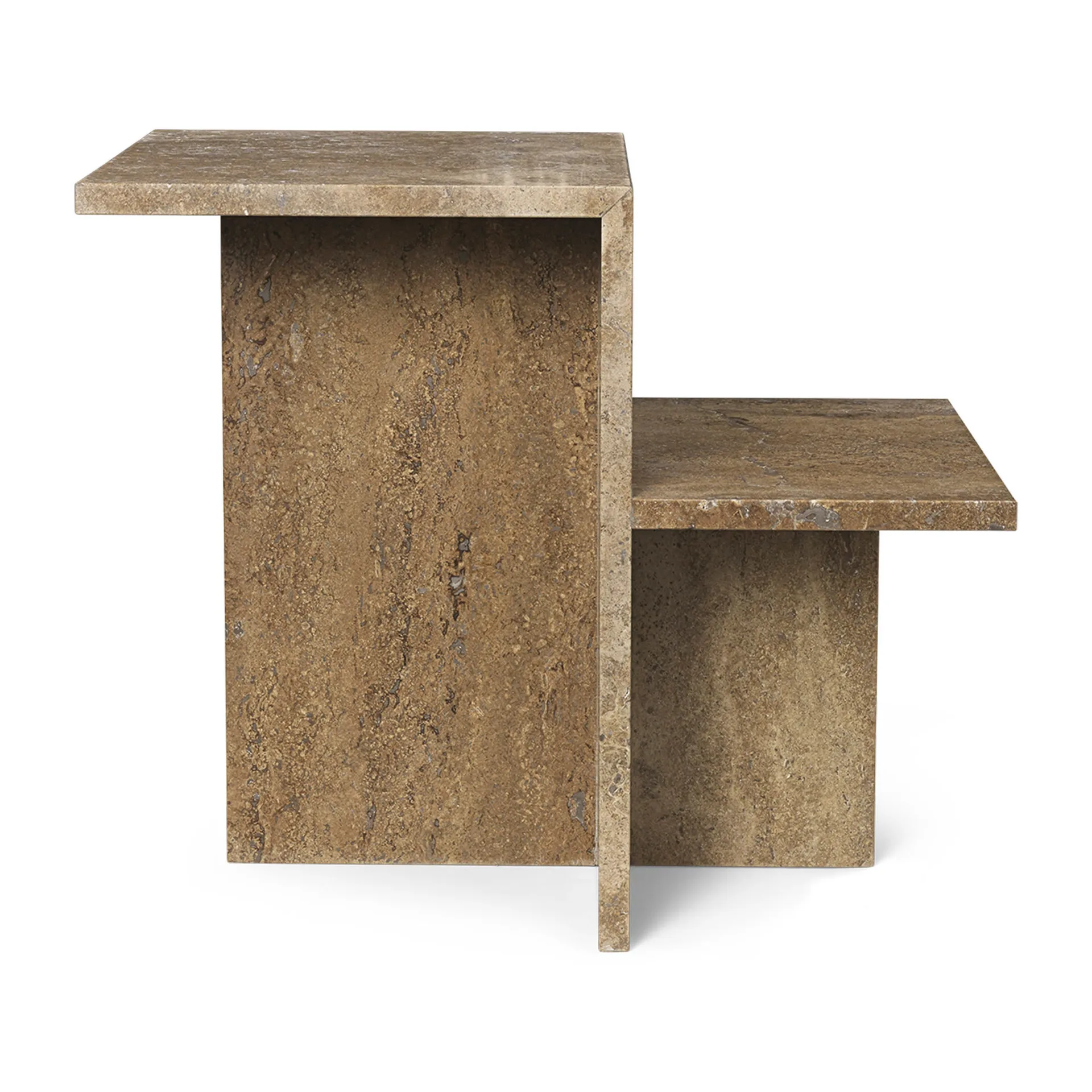 Table d'appoint Distinct 59,5x35x50 cm, Dark Brown Travertine
 Ferm Living