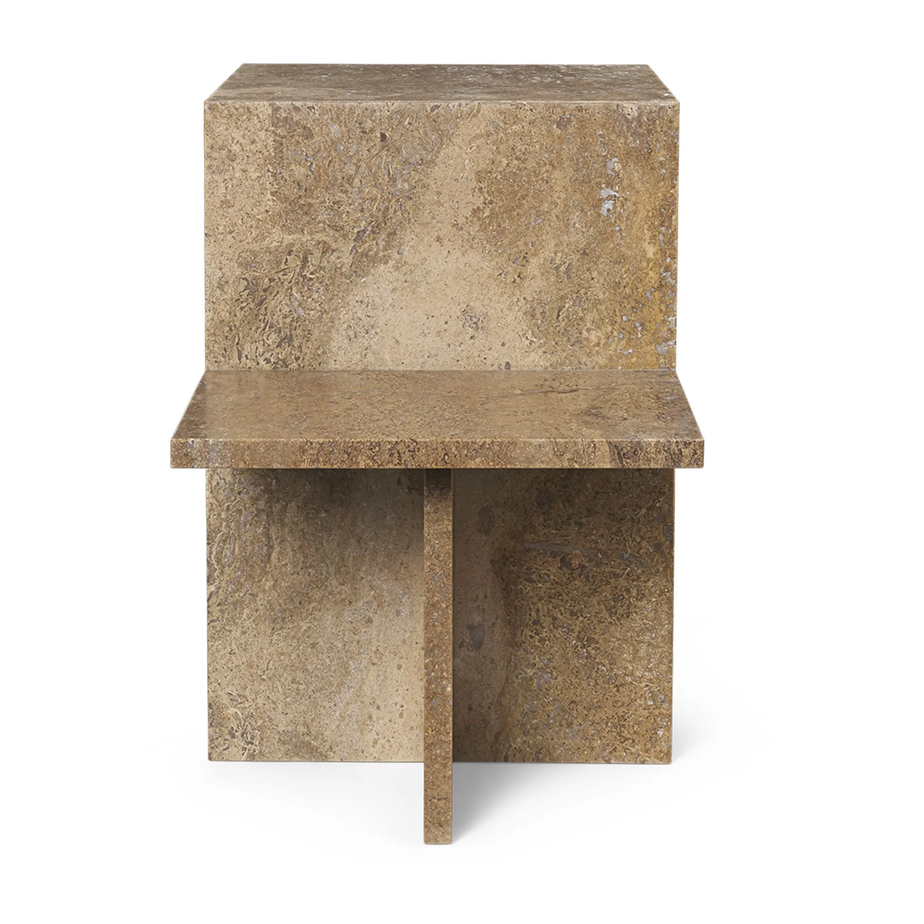 Table d'appoint Distinct 59,5x35x50 cm, Dark Brown Travertine
 Ferm Living