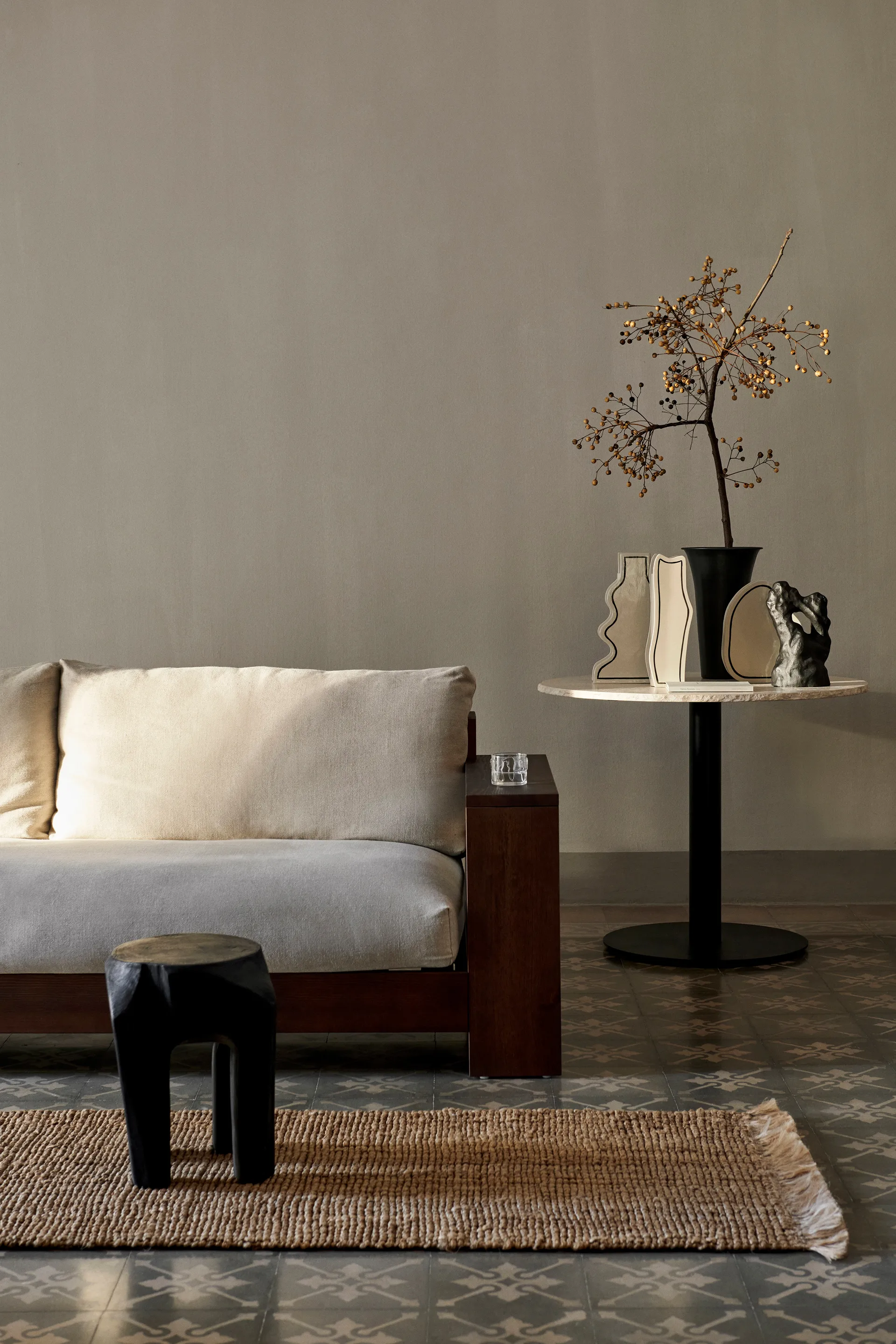 Tabouret Root Ø 30x40 cm, Black stained Ferm Living