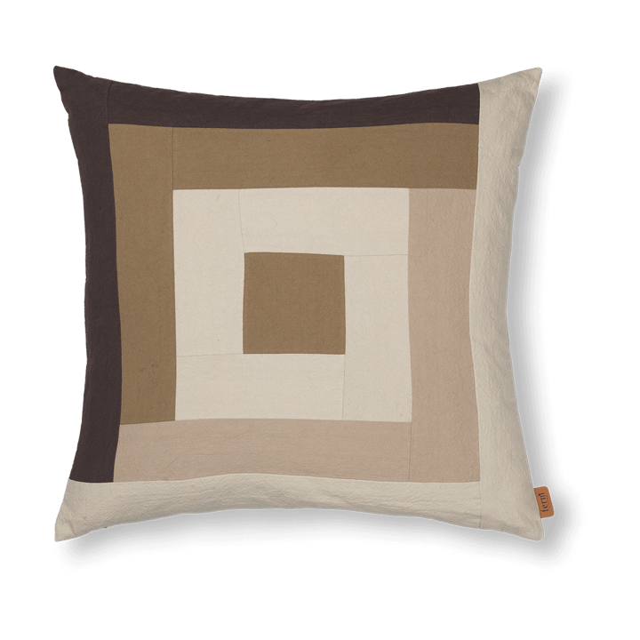 Taie Border patchwork 50x50 cm - Coffee-dark sand - Ferm LIVING