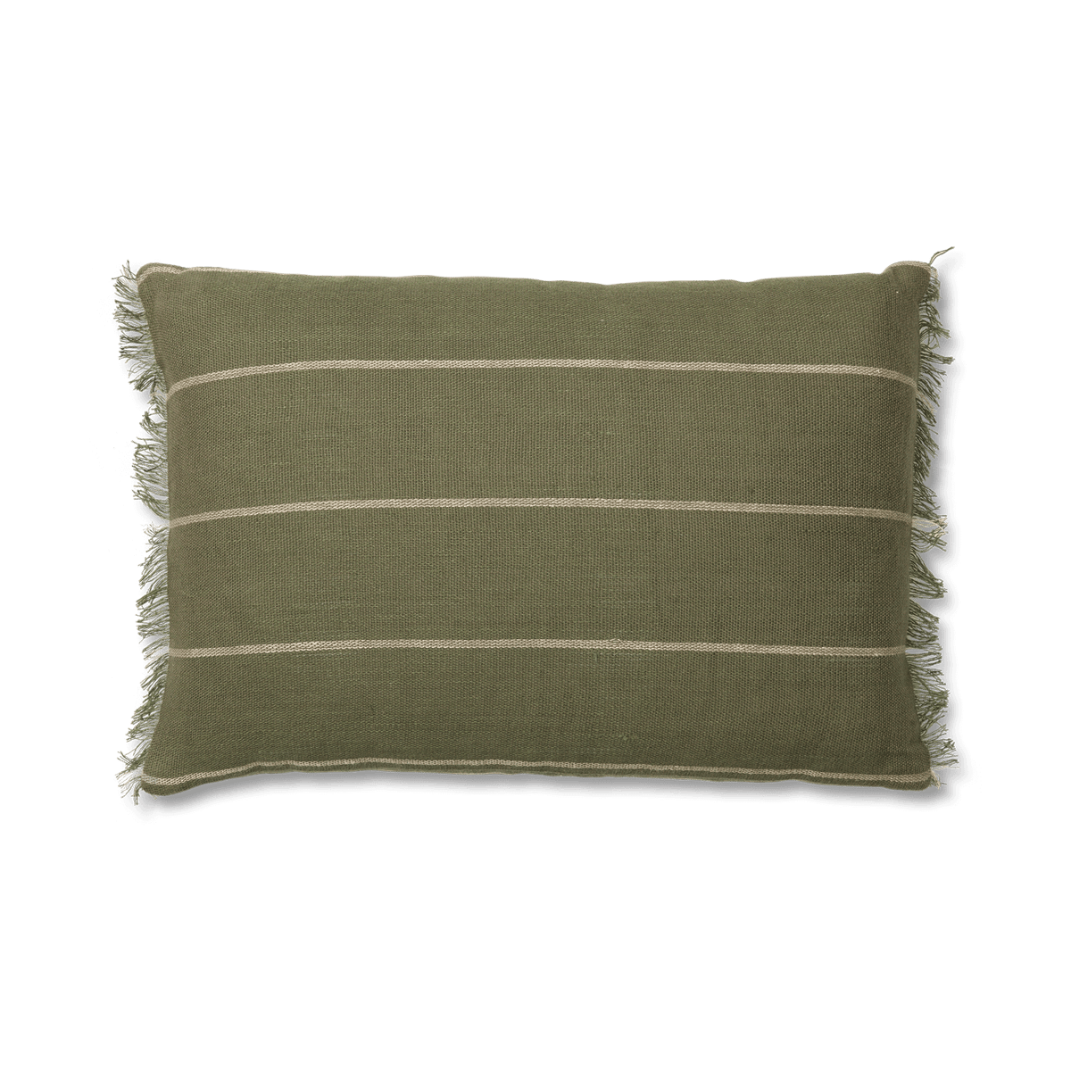 Ferm Living Taie Calm 40x60 cm Olive-Blanc cassé | Design Scandinave | Housses de coussin | Vert