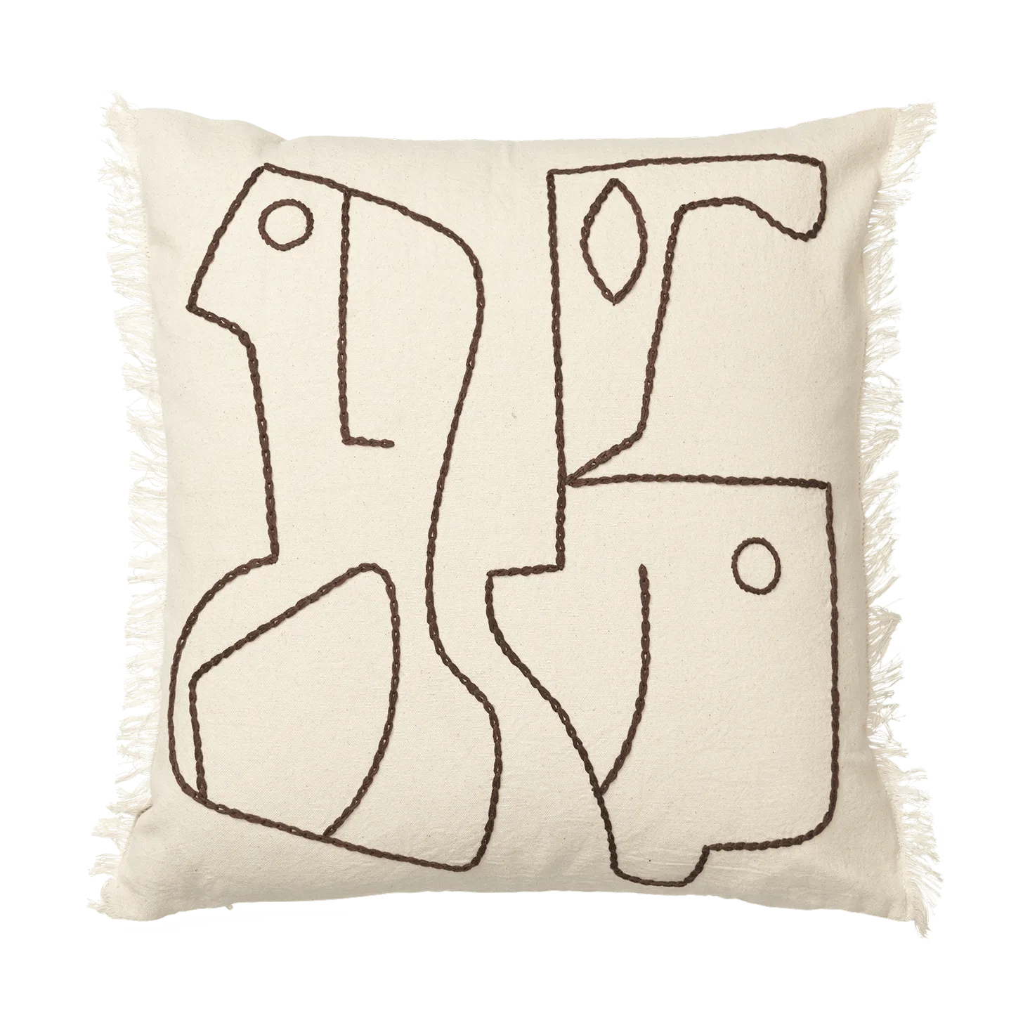 Taie Figure 50x50 cm, Blanc cassé-Café Ferm Living