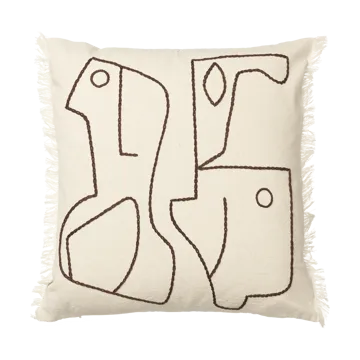 Taie Figure 50x50 cm - Blanc cassé-Café - Ferm Living