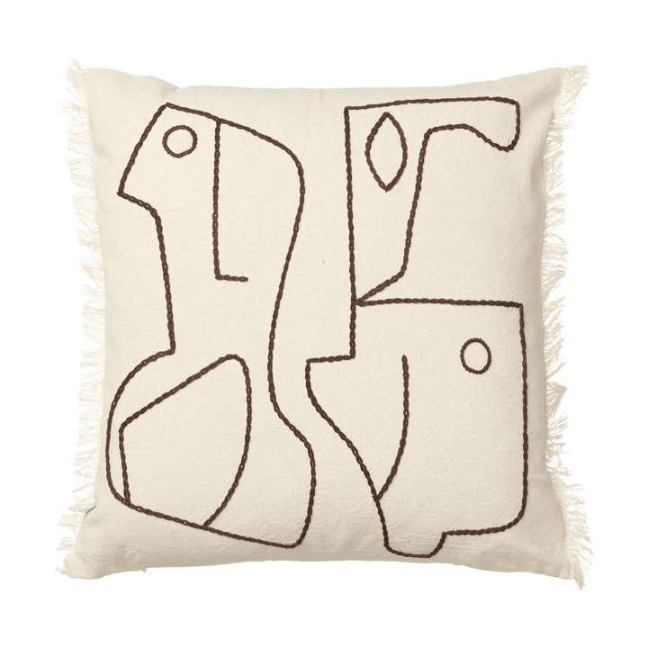 Taie Figure 50x50 cm - Blanc cassé-Café - Ferm Living