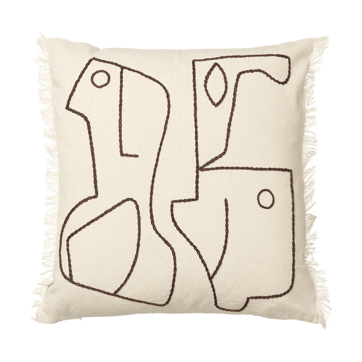 ferm LIVING Taie Figure 50x50 cm Blanc cassé-Café | Design Scandinave | Housses de coussin | Beige