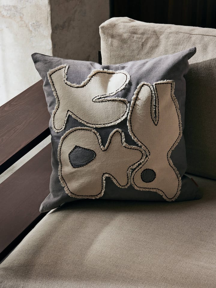 Taie Figure 50x50 cm, Gris Bleu-Ivory Ferm Living