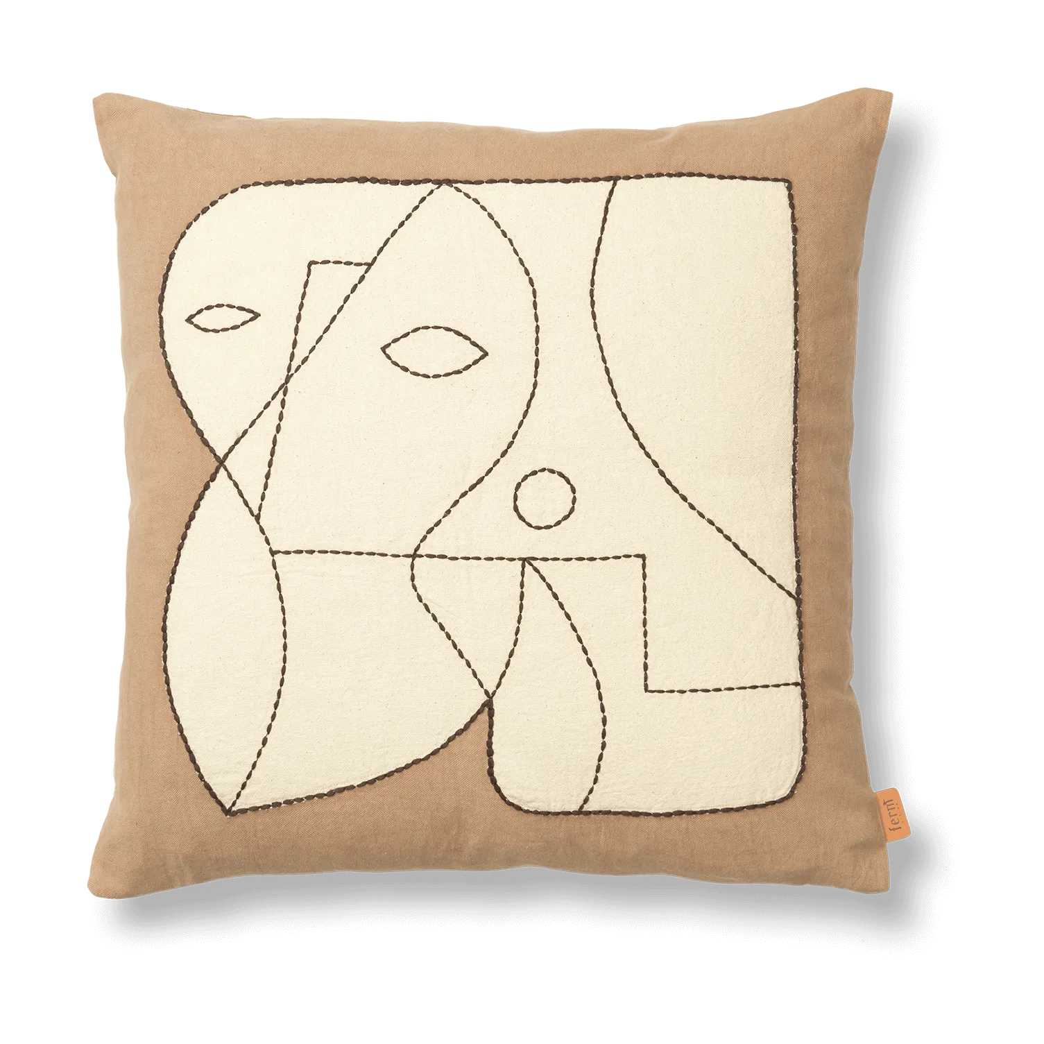 Taie Figure 50x50 cm, Taupe foncé - Blanc cassé Ferm Living