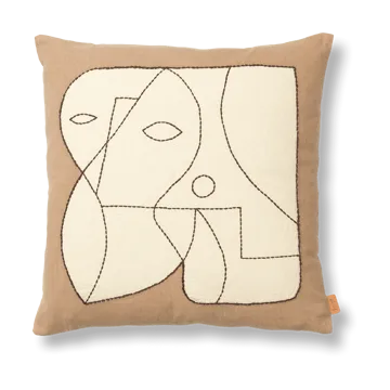 Taie Figure 50x50 cm - Taupe foncé - Blanc cassé - Ferm Living