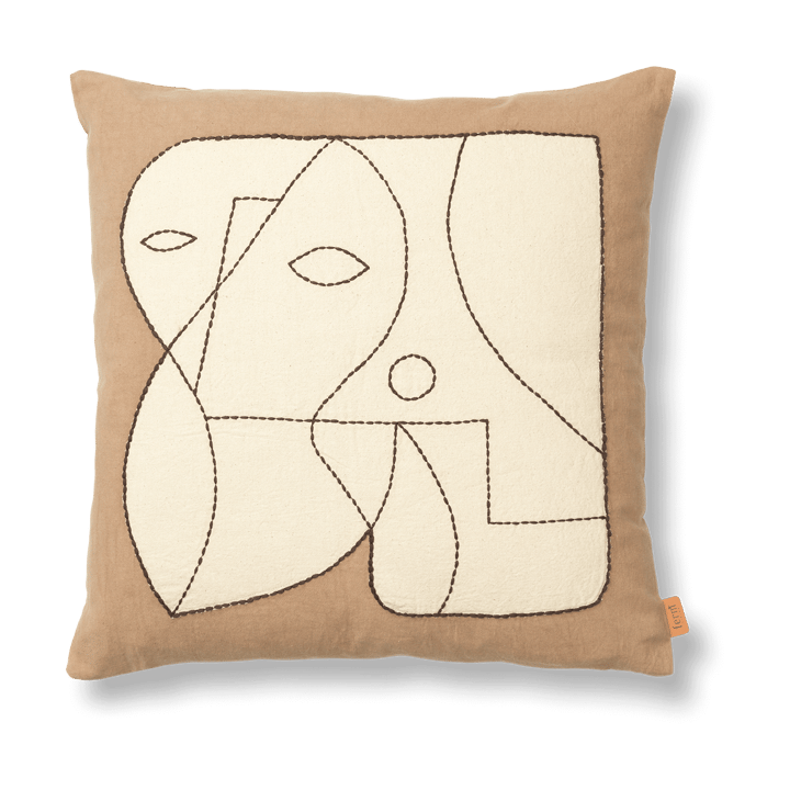 Taie Figure 50x50 cm - Taupe foncé - Blanc cassé - Ferm Living
