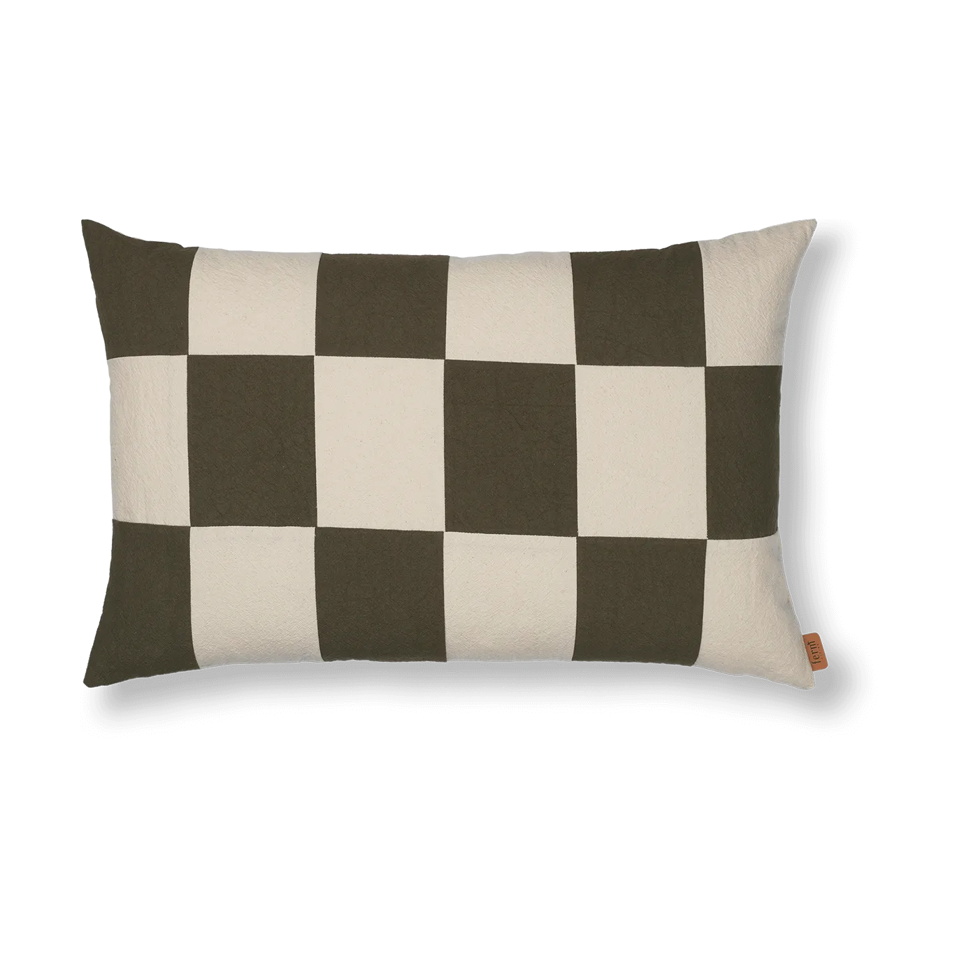 Taie Fold patchwork 40x60 cm, Dark Olive -undyed Ferm Living