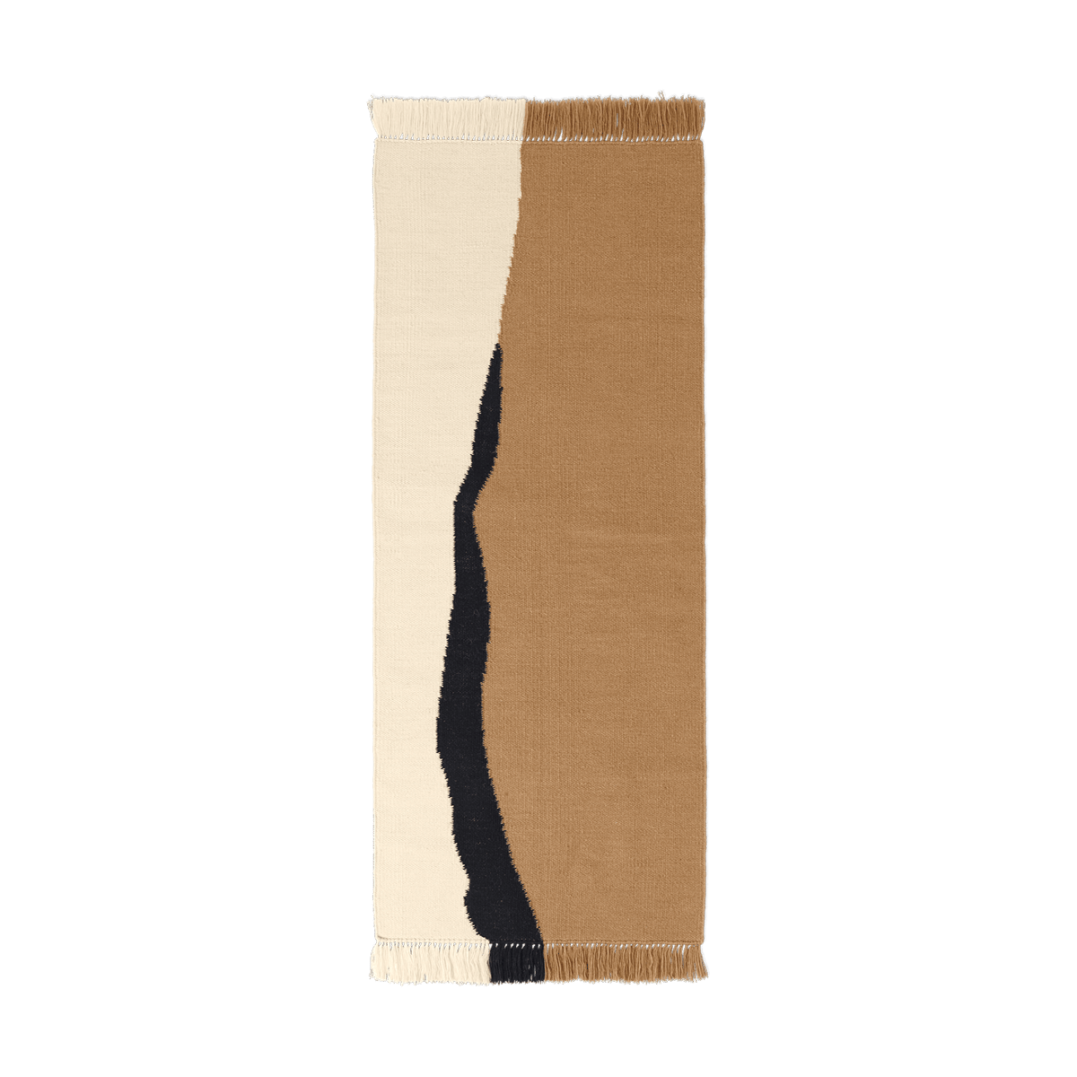 Ferm Living Tapis de couloir Soil Kelim Dark sand-off white, 70x180 cm