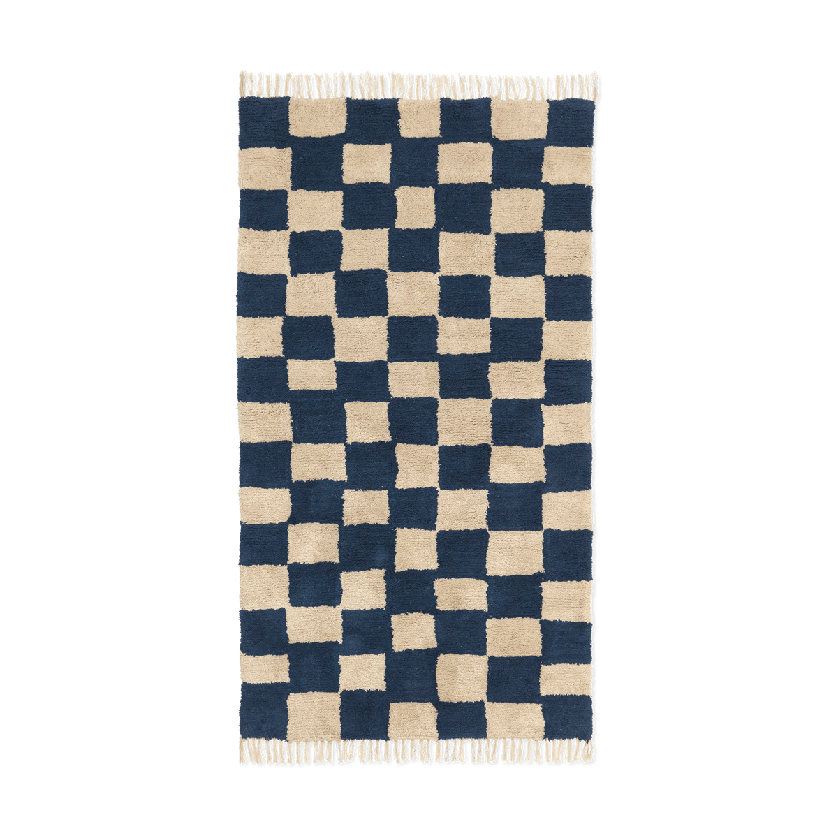 Ferm Living Tapis en coton Mara 80x150 cm Bleu profond-Sable chaud
