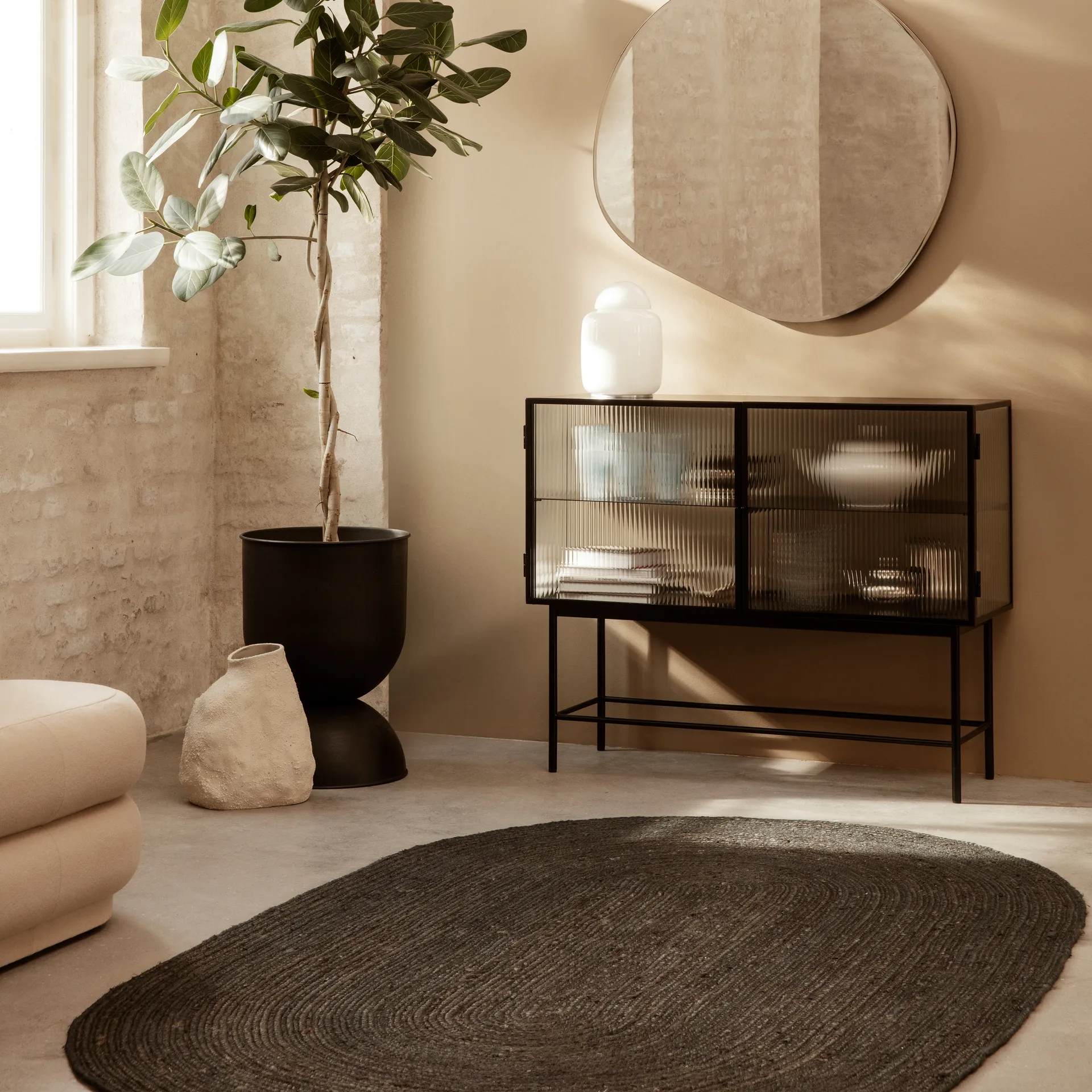 Tapis en jute Eternal Oval Large, Black Ferm Living